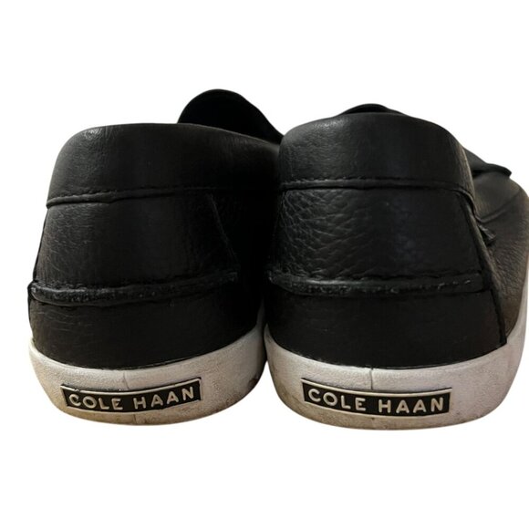 Cole Haan Black Leather Slip on Nautical Sailing Loafers Size 8.5 - Picture 3 of 7